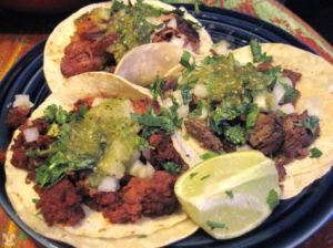 plate with three tacos